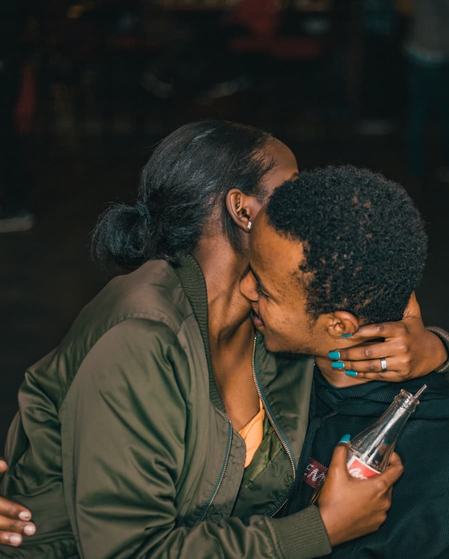 A couple sharing a close, trusting embrace